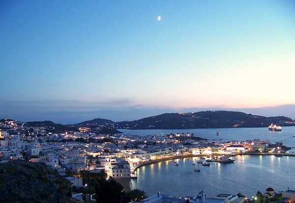 Puerto de Mykonos, destino de cruceros