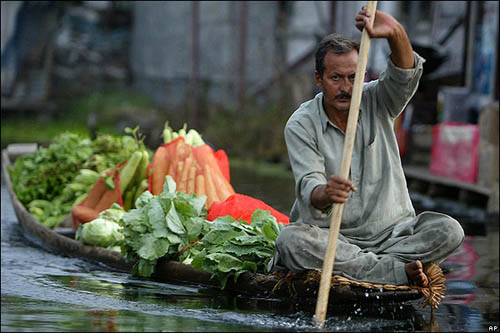 Mercado flotante en Srinagar